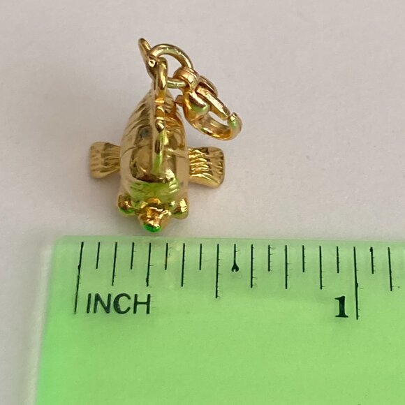 Vintage Disney Little Mermaid FLOUNDER Fish Charm Clip On Zipper Pull 3D Gold - Picture 11 of 12
